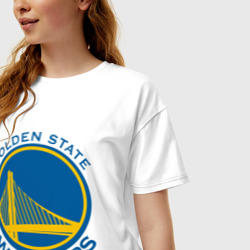 Женская футболка хлопок Oversize Golden state Warriors - фото 2