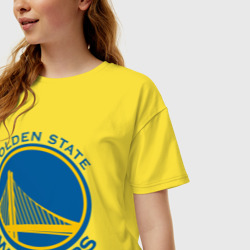 Женская футболка хлопок Oversize Golden state Warriors - фото 2