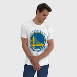 Мужская пижама с белой футболкой хлопок Golden state Warriors - фото 2