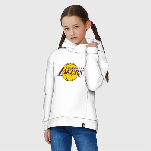 Детское худи Oversize хлопок LA Lakers, цвет белый - фото 3