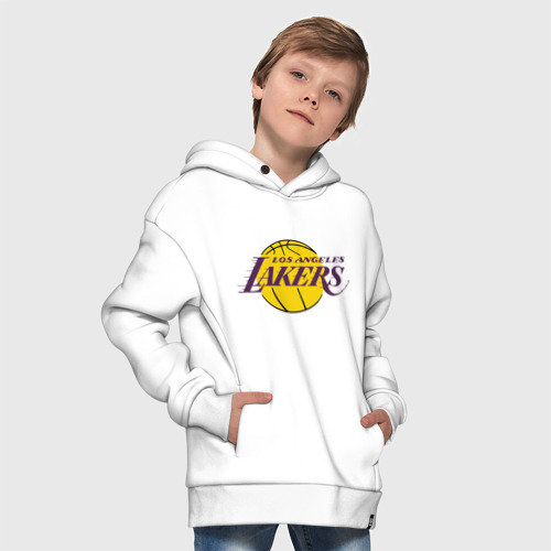 Детское худи Oversize хлопок LA Lakers, цвет белый - фото 9