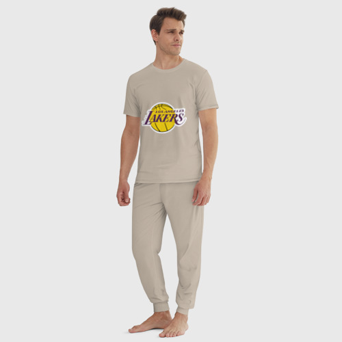 Мужская пижама хлопок LA Lakers, цвет миндальный - фото 5