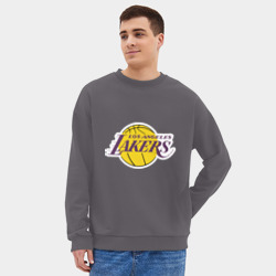 Мужской свитшот oversize без начеса хлопок LA Lakers - фото 2