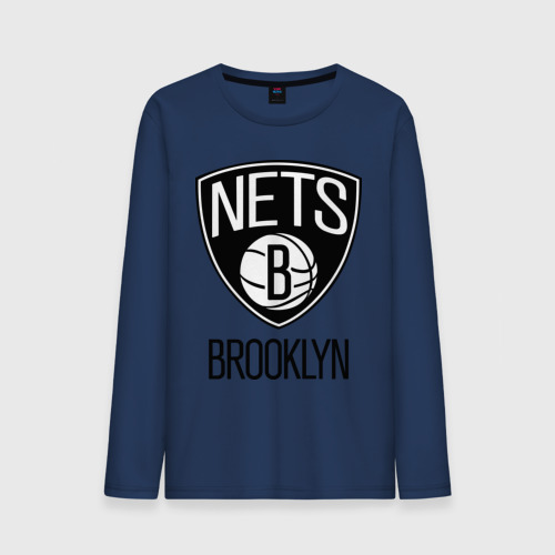 Мужской лонгслив хлопок Nets Brooklyn, цвет темно-синий