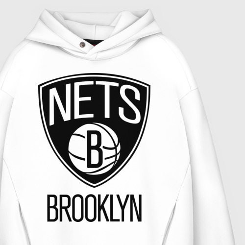 Мужское худи Oversize хлопок Nets Brooklyn, цвет белый - фото 4