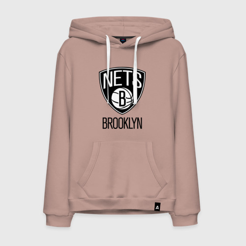 Мужская толстовка хлопок Nets Brooklyn, цвет пыльно-розовый