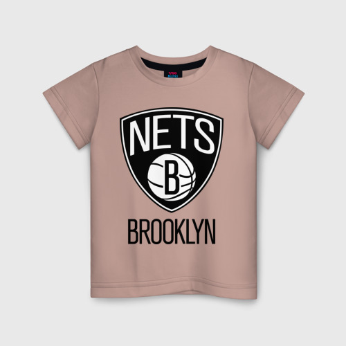 Детская футболка хлопок Nets Brooklyn, цвет пыльно-розовый