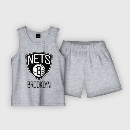 Детская пижама с шортами хлопок Nets Brooklyn, цвет меланж