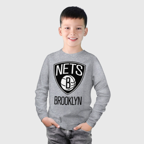 Детский лонгслив хлопок Nets Brooklyn, цвет меланж - фото 3