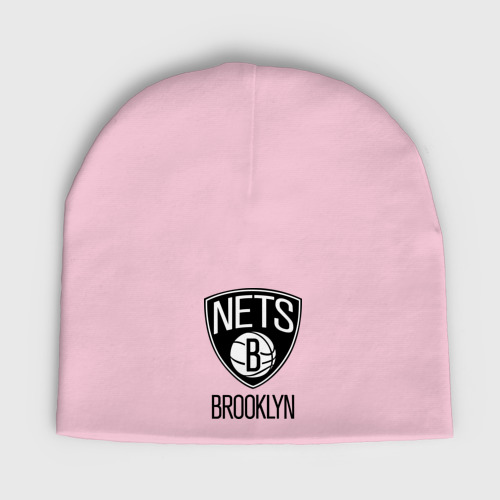 Женская шапка демисезонная Nets Brooklyn, цвет светло-розовый