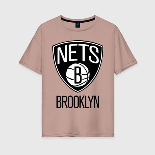 Женская футболка хлопок Oversize Nets Brooklyn, цвет пыльно-розовый