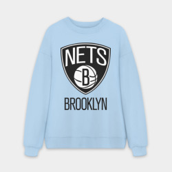 Мужской свитшот oversize без начеса хлопок Nets Brooklyn
