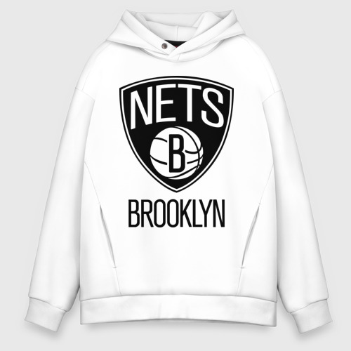 Мужское худи Oversize хлопок Nets Brooklyn, цвет белый