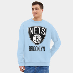 Мужской свитшот oversize без начеса хлопок Nets Brooklyn - фото 2