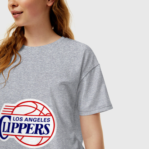 Женская футболка хлопок Oversize LA Clippers, цвет меланж - фото 3