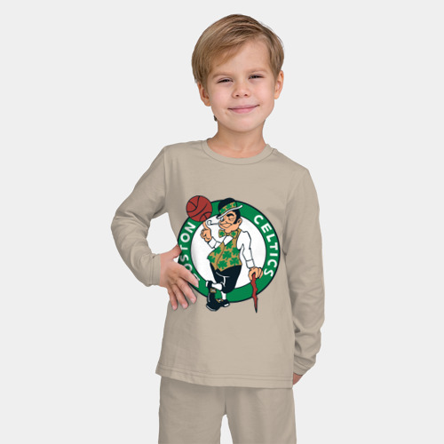 Детская пижама с лонгсливом хлопок Boston, цвет миндальный - фото 3