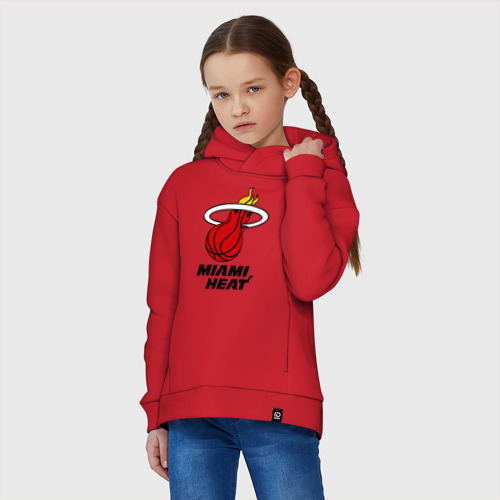 Детское худи Oversize хлопок Miami Heat-logo, цвет красный - фото 3