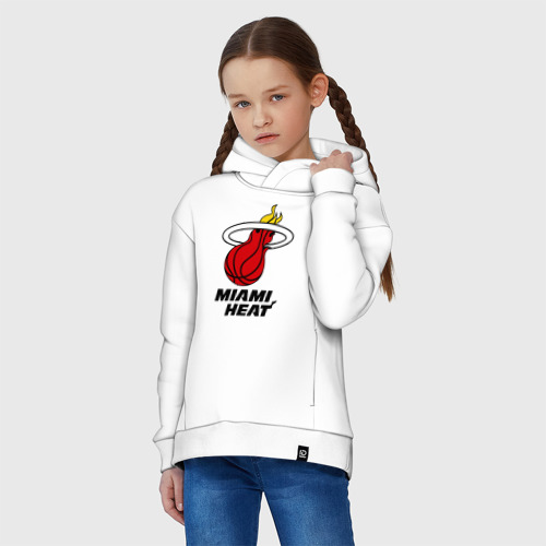 Детское худи Oversize хлопок Miami Heat-logo, цвет белый - фото 3