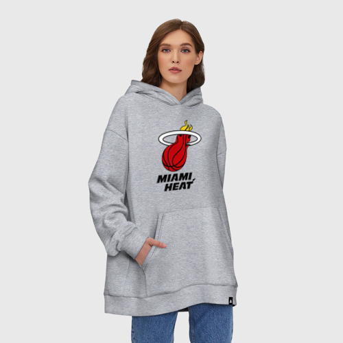 Худи SuperOversize хлопок Miami Heat-logo, цвет меланж - фото 3