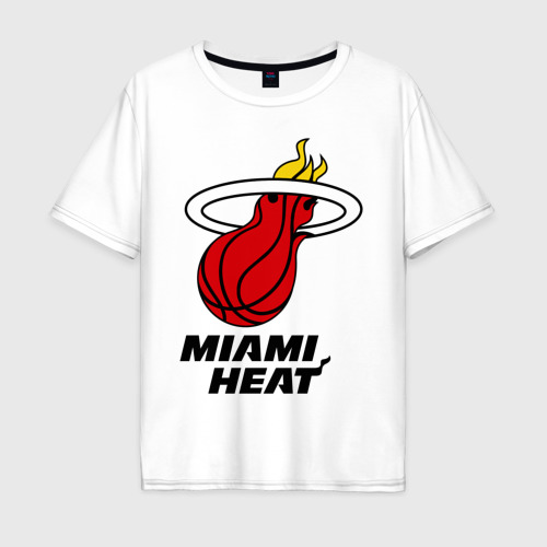 Мужская футболка хлопок Oversize Miami Heat-logo, цвет белый