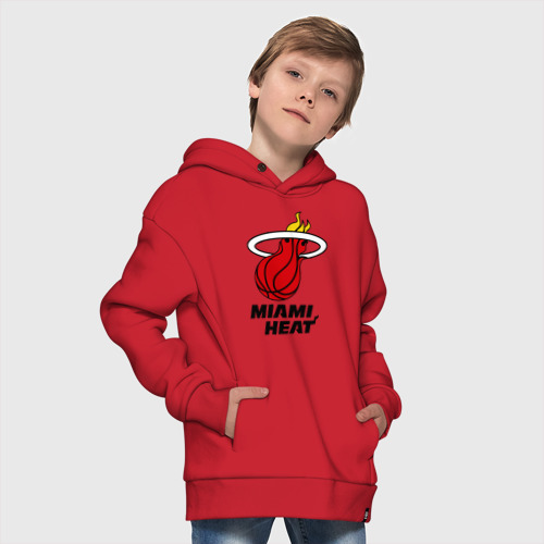 Детское худи Oversize хлопок Miami Heat-logo, цвет красный - фото 9