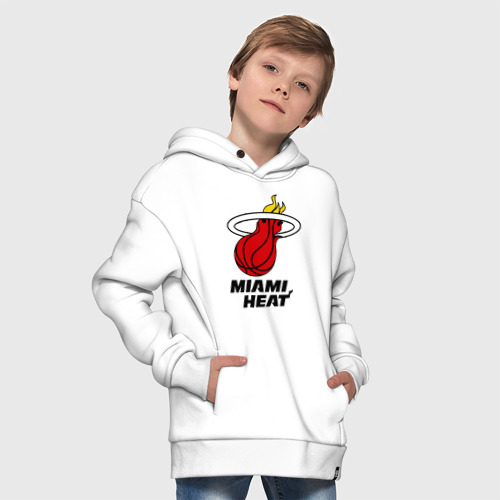 Детское худи Oversize хлопок Miami Heat-logo, цвет белый - фото 9