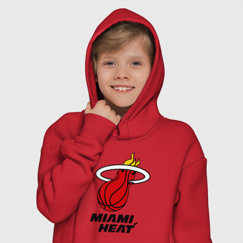 Детское худи Oversize хлопок Miami Heat-logo, цвет красный - фото 12