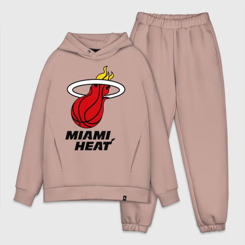 Мужской костюм oversize хлопок Miami Heat-logo, цвет пыльно-розовый