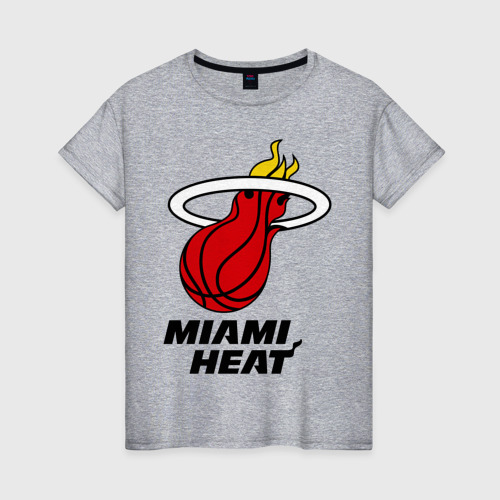 Женская футболка хлопок Miami Heat-logo, цвет меланж