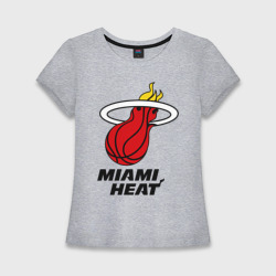 Женская футболка хлопок Slim Miami Heat-logo