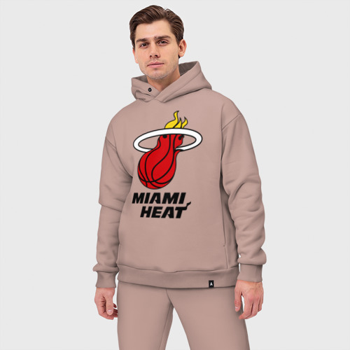 Мужской костюм oversize хлопок Miami Heat-logo, цвет пыльно-розовый - фото 3