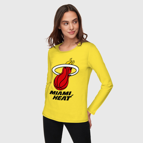 Женский лонгслив хлопок Miami Heat-logo, цвет желтый - фото 3