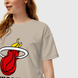 Женская футболка хлопок Oversize Miami Heat-logo - фото 2