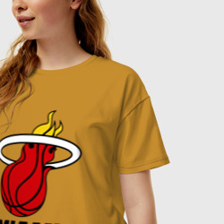 Женская футболка хлопок Oversize Miami Heat-logo - фото 2