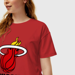 Женская футболка хлопок Oversize Miami Heat-logo - фото 2