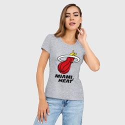 Женская футболка хлопок Slim Miami Heat-logo - фото 2