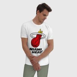 Мужская пижама с белой футболкой хлопок Miami Heat-logo - фото 2