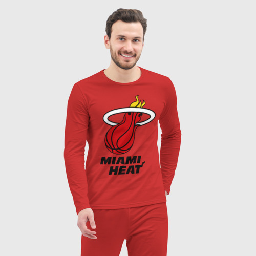 Мужская пижама с лонгсливом хлопок Miami Heat-logo, цвет красный - фото 5