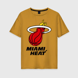 Женская футболка хлопок Oversize Miami Heat-logo