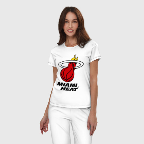 Женская пижама хлопок Miami Heat-logo, цвет белый - фото 3