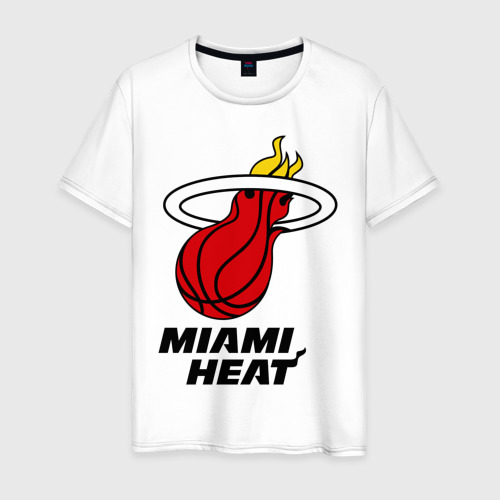 Мужская футболка хлопок Miami Heat-logo, цвет белый