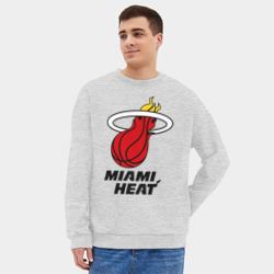 Мужской свитшот oversize без начеса хлопок Miami Heat-logo - фото 2