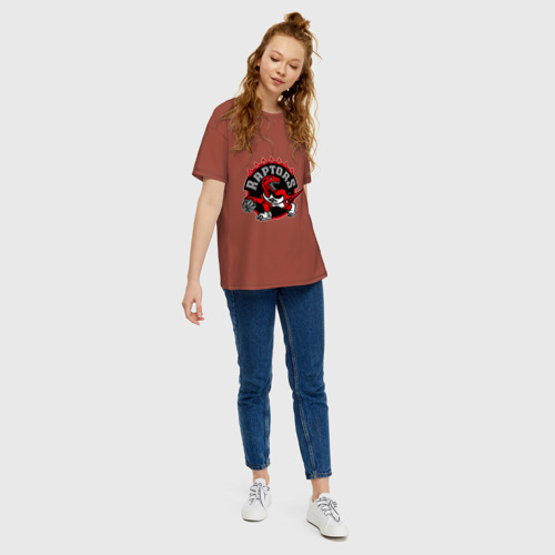 Женская футболка хлопок Oversize Toronto, цвет кирпичный - фото 5