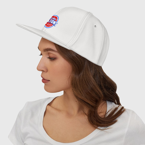 Кепка снепбек с прямым козырьком Detroit Pistons - logo, цвет белый - фото 3