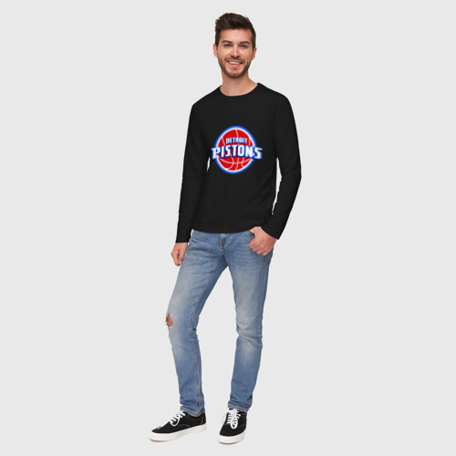 Мужской лонгслив хлопок Detroit Pistons - logo, цвет черный - фото 5