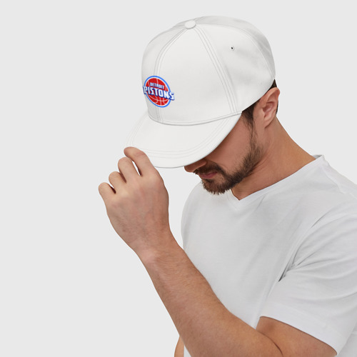 Кепка снепбек с прямым козырьком Detroit Pistons - logo, цвет белый - фото 7