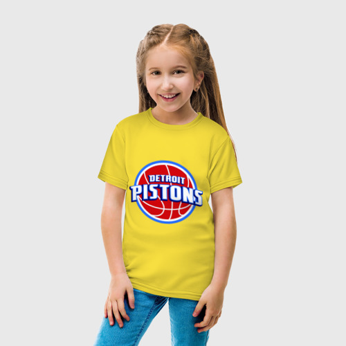 Детская футболка хлопок Detroit Pistons - logo, цвет желтый - фото 5