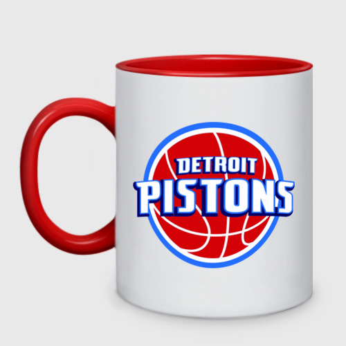Кружка двухцветная Detroit Pistons - logo, цвет белый + красный