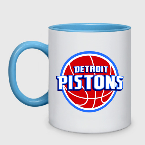 Кружка двухцветная Detroit Pistons - logo, цвет белый + небесно-голубой