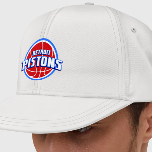 Кепка снепбек с прямым козырьком Detroit Pistons - logo, цвет белый